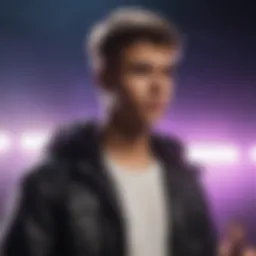 Justin Bieber performing on stage with vibrant lighting