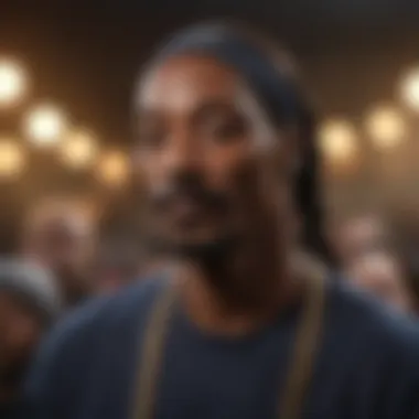 Close-up of Snoop Dogg engaging with the audience