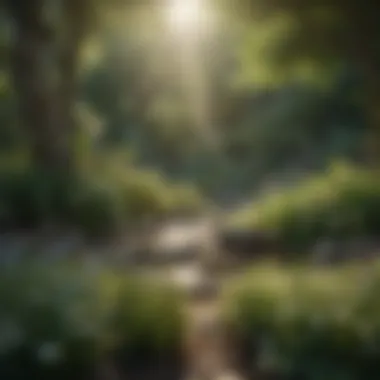 Nature's Symphony: The Healing Power of Natural Sounds A tranquil garden scene representing the harmony of nature and sound