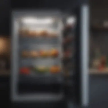 Innovative culinary dishes displayed alongside a refrigerator