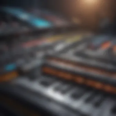 Music Genres Blending A vibrant representation of different music genres blending together