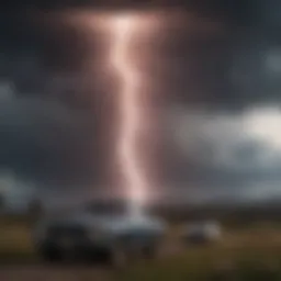 A dramatic lightning strike illuminating a stormy sky