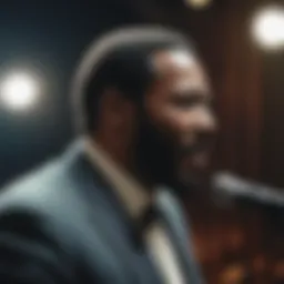 Marvin Gaye performing on stage, exuding charisma and passion.