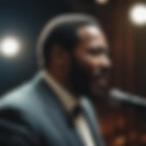 Marvin Gaye performing on stage, exuding charisma and passion.