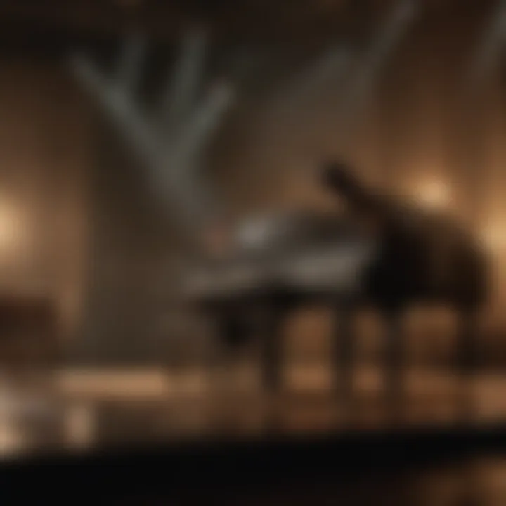 A softly lit stage with a piano, symbolizing Tori Amos' performance.