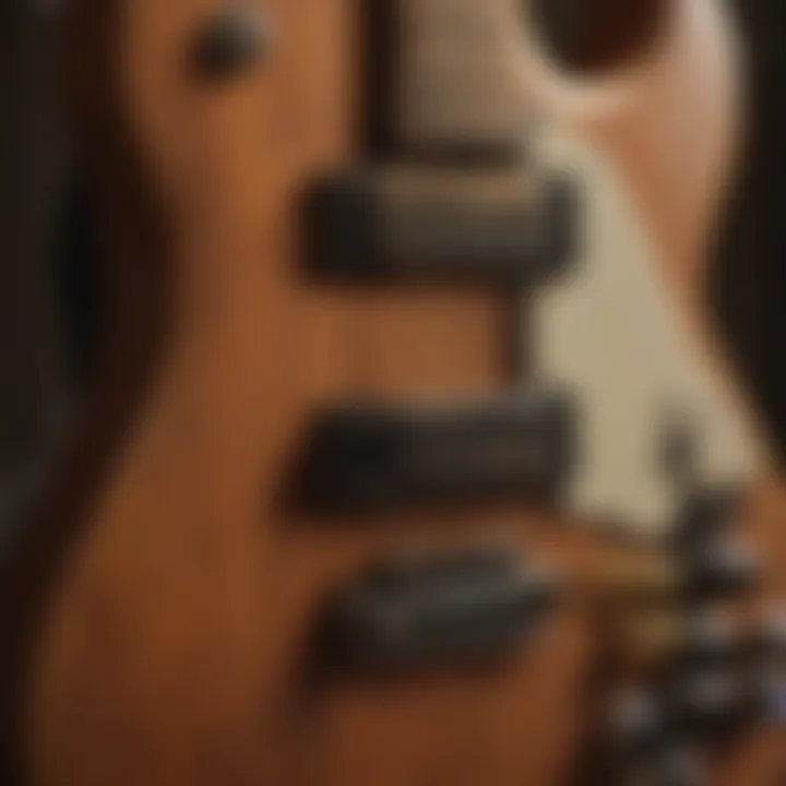 Close-up of a vintage guitar, representing the rock genre's essence