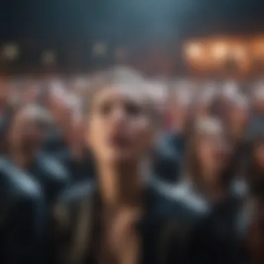 Echoes of Emotion: Audience in Resonance A vibrant concert scene showcasing a passionate audience reacting to a performance filled with emotion