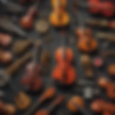 A vibrant collage of various musical instruments, showcasing genre diversity