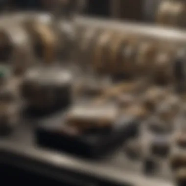 Showcasing High-Value Items Commonly Pawed A close-up of valuable items such as jewelry and watches on display in a pawnshop.